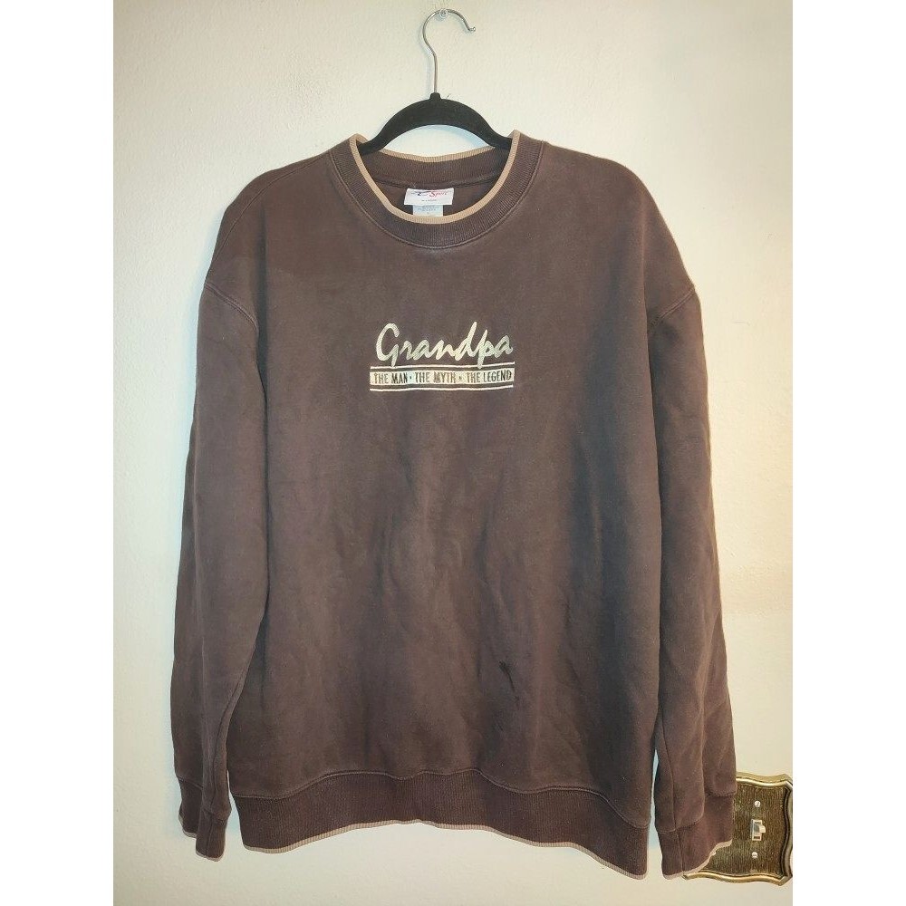 Men's MC Sport Brown Embroidery Grandpa Pullover The Man The Myth The Legend XL
